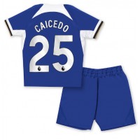 Chelsea Moises Caicedo #25 Hjemme Trøje Børn 2023-24 Kortærmet (+ Korte bukser)